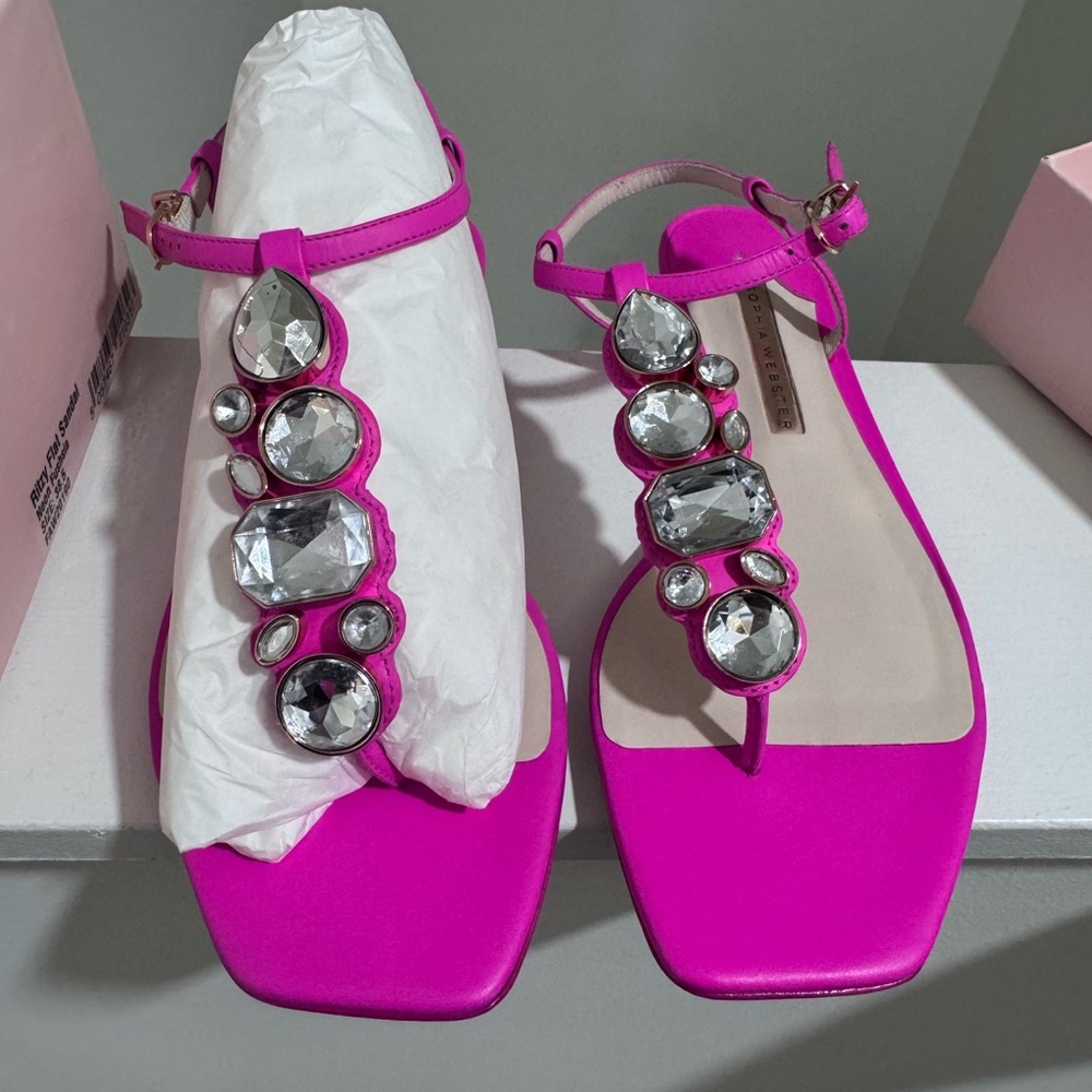 Sophia Webster Leather Fuchsia Ritzy Flat Sandals -7.5